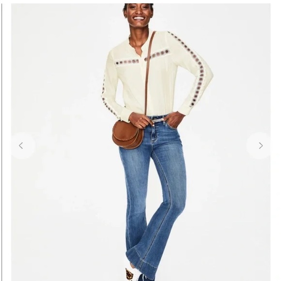 NWT Boden‎ Ladies Cream Sheer Lace Cut-Outs Boho Chic Buttoned Blouse Top 10 - Picture 3 of 11